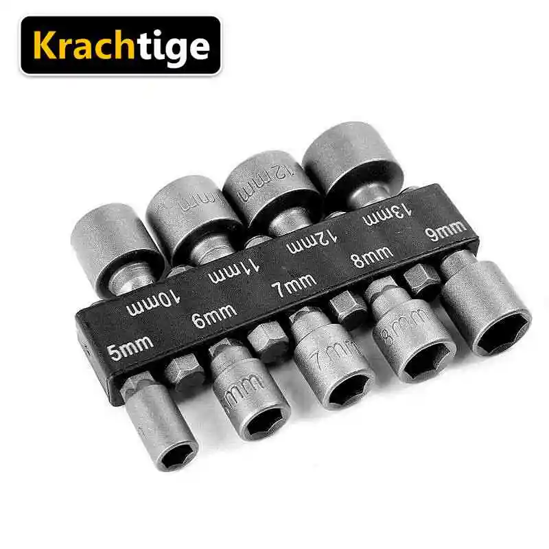 Krachtige 9 шт., шуруповерт с шестигранным хвостовиком, сверло, адаптер, гаечный ключ, винт, инструмент 5 мм-13 мм