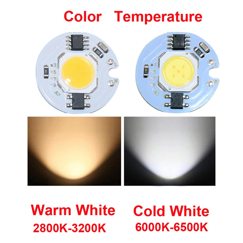 30 шт./лот COB Светодиодная лампа чип 3 Вт 5 7 10 12 AC220V умный IC драйвер Холодный/теплый