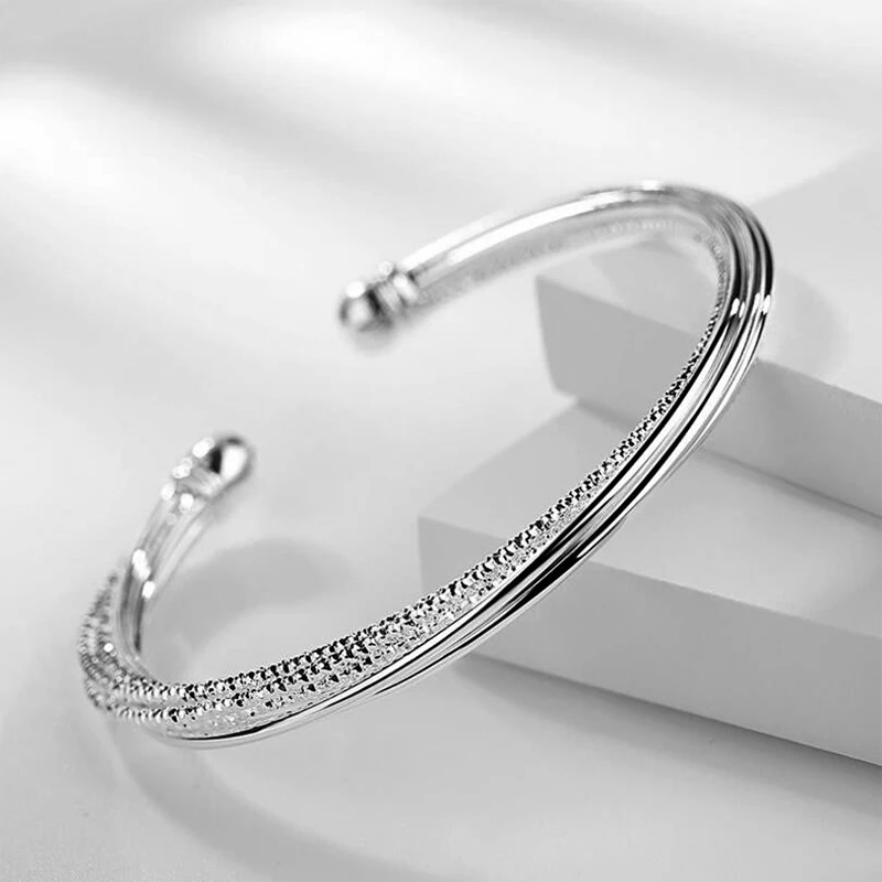 ANENJERY 925 стерлинговые серебряные браслеты из манжеты и большой бренд Роскошные