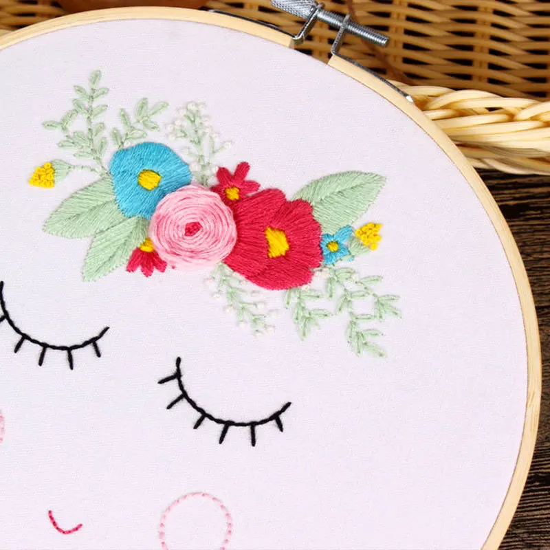 Европа DIY цветы мультфильм животное вышивка набор с рамкой для начинающих