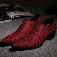 sapato social masculino mens shoes hidden high heels elegant floral red wedding party dress mens shoes lace up italian oxfords