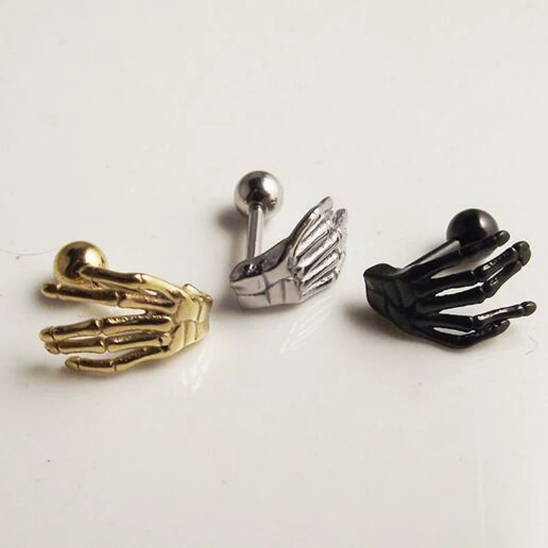 Серьги-гвоздики из хирургической нержавеющей стали с черепом козелком 2 шт. |