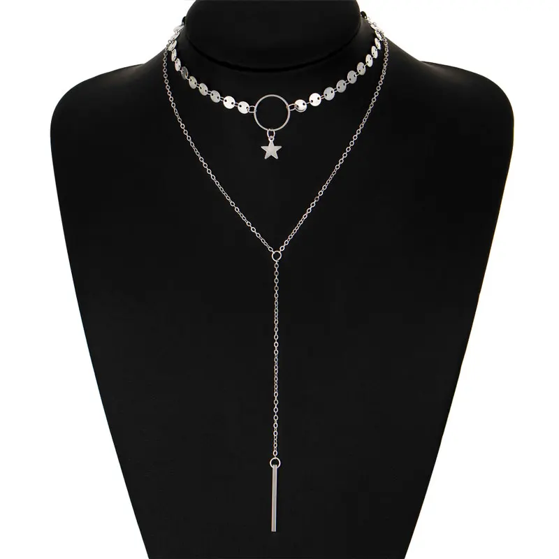 UN0348 Silver UMODE, винтажная звезда, цепочка, подвеска, богемное ожерелье, модное колье, золото, серебро, Femme Collares, ювелирные изделия, вечерние, аксессуары UN0347 - Окраска металла: UN0348 Silver