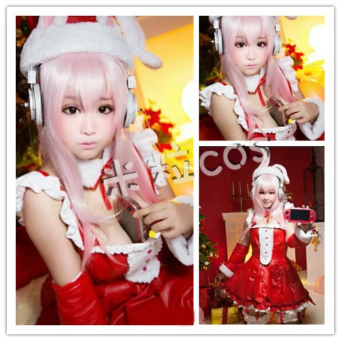 Японский Супер SONICO косплей парик с Hairnet розовый косплей парик Costme Prop гарнитура наушники