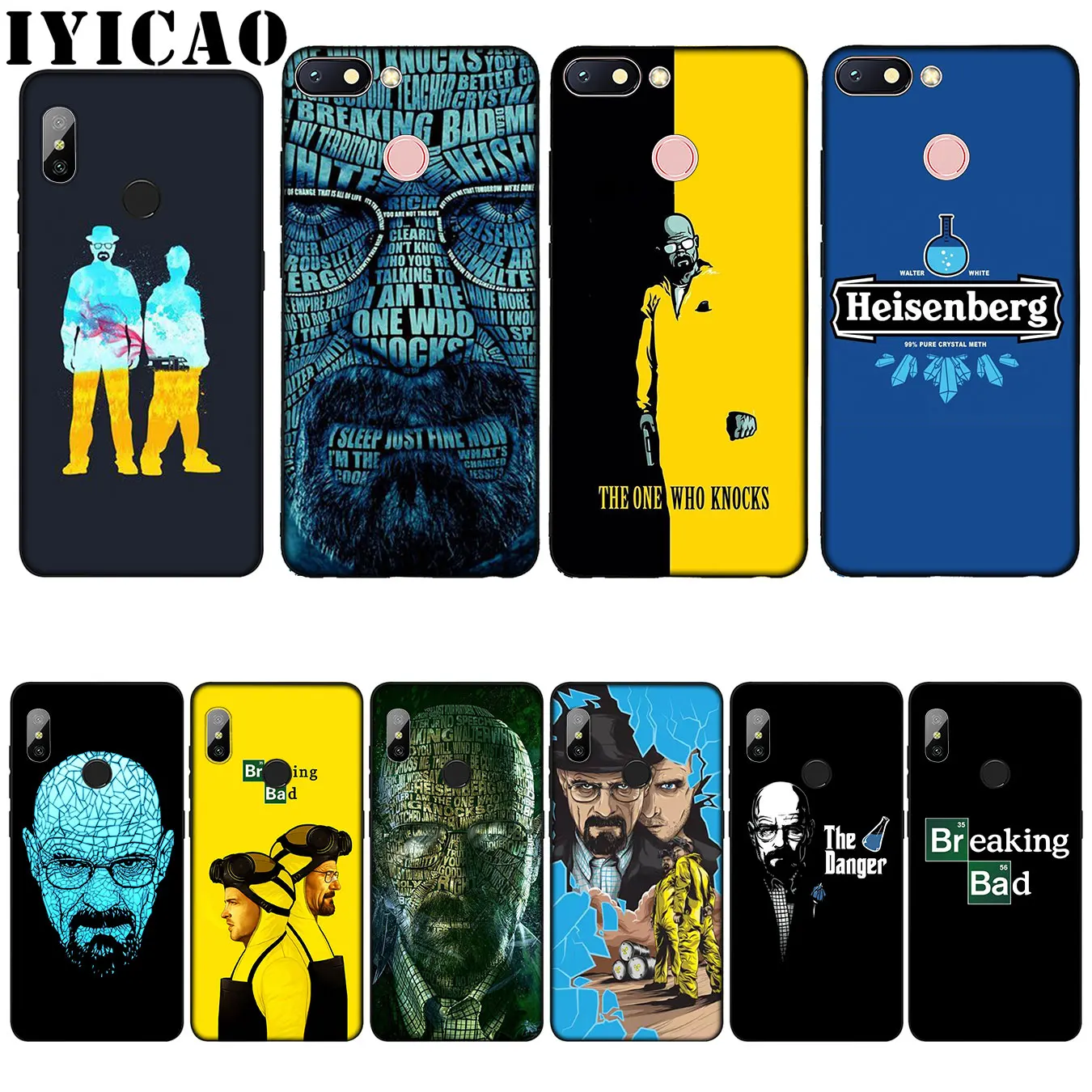 Силиконовый мягкий чехол IYICAO Breaking Bad Head для Xiaomi Redmi 6A 5A Note 8 7 4 4X5 Plus 6 Pro черный из