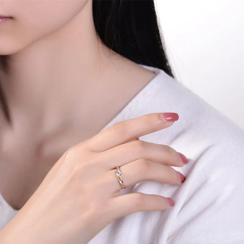 ZOCAI новый дизайн обручальное кольцо 0 3 CT Природный бриллиант F-G/SI 18k желтое золото