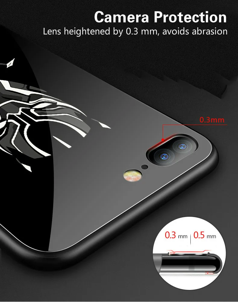 Luminous Case for iPhone X 7 Plus 8 6s Cover Night Light Painting For Apple 6 Tempered Glass TPU Edge Shell |