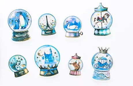 30 шт Золотой синий wonderland снежный шар дизайн стикер как подарок украшение