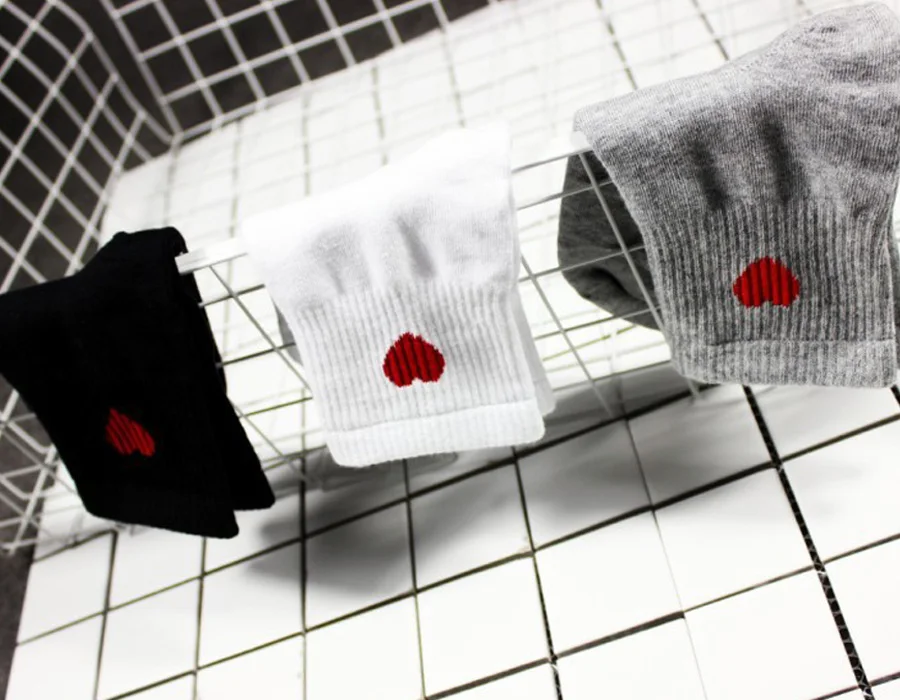 [Cospacool] вышитый конверт в форме сердца Однотонные Женские Носки с рисунком Милые