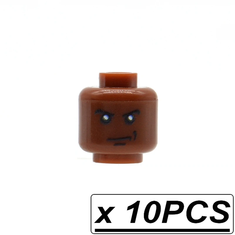 10pcs brown heads 10 шт./лот brick Heads на заказ напечатанные со скелетом-тыквой лица для MOC цвет лица строительные блоки строительные игрушки - Цвет: 10pcs brown heads