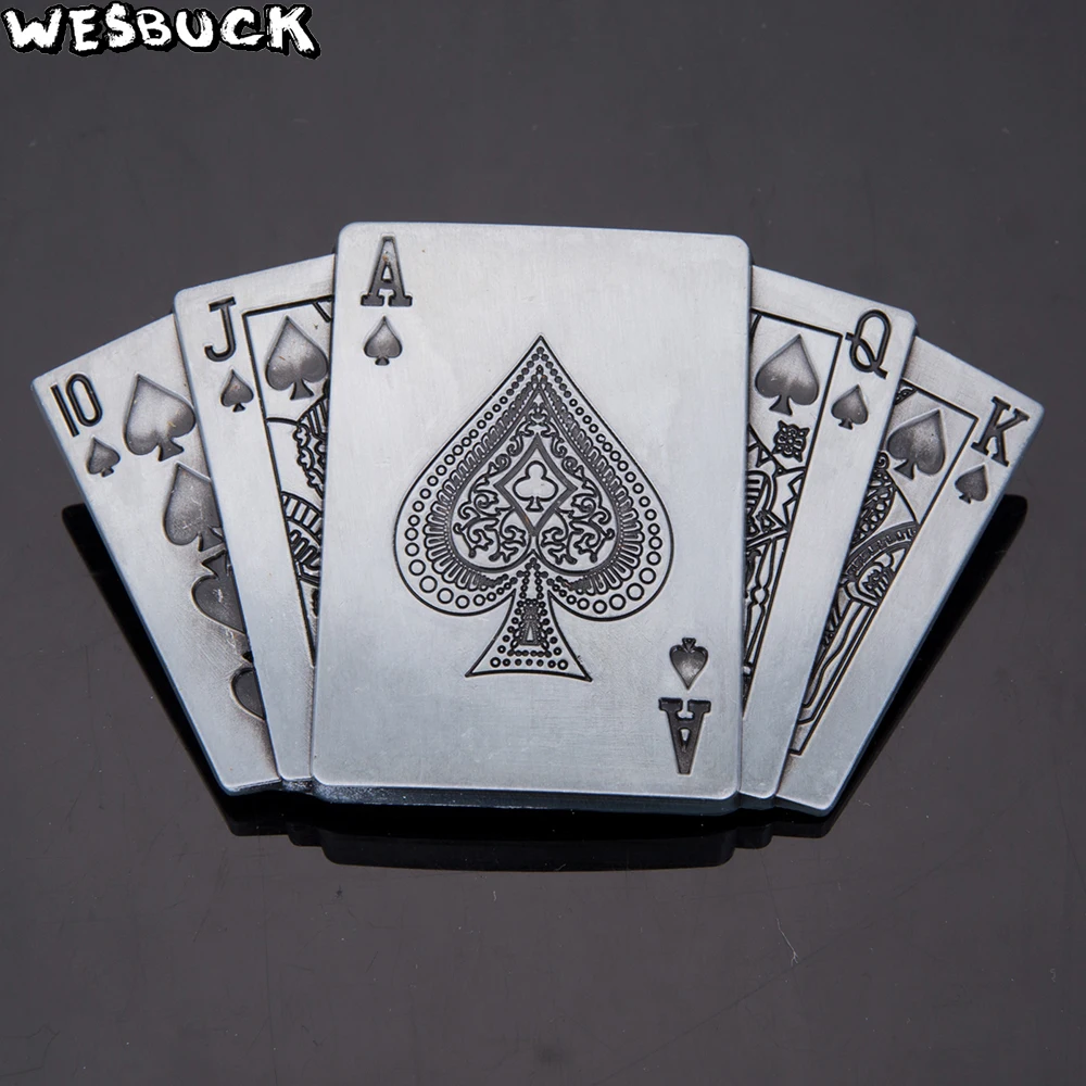 WesBuck Фирменная розничная продажа новый стиль 10JQKA пряжка для ремня с карточкой
