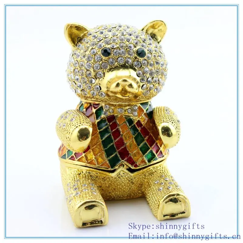 100% ручная эмаль в форме плюшевого мишки шкатулка для украшений эмалированная SCJ709