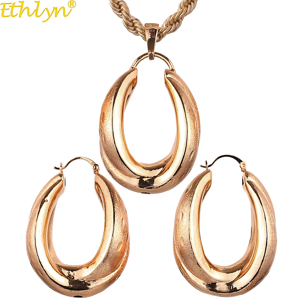 Модные женские серьги кольца Ethlyn золотого цвета в нигерийском стиле ожерелье с