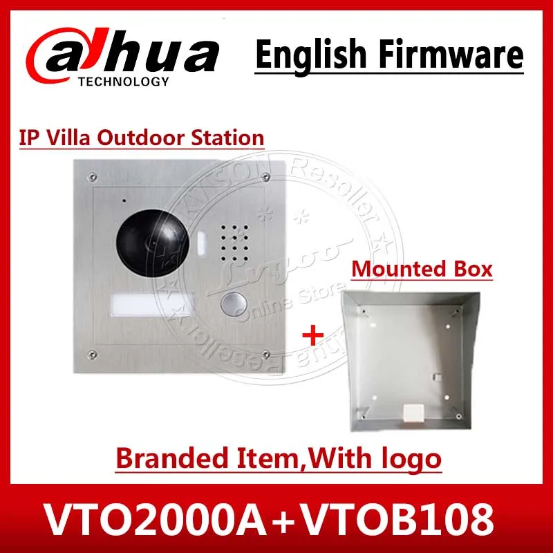 DAHUA 1.3MP видео телефон двери VTO2000A POE P2P металлическая вилла Открытый станция с логотипом удаленной внутренней связи мобильное приложение с VTOB108