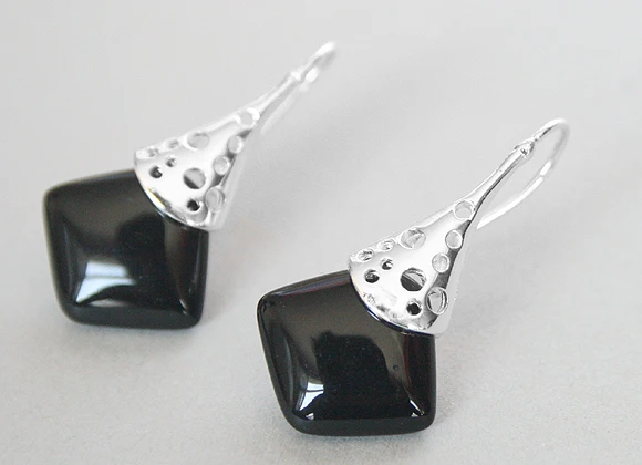 Женские уникальные черные серьги Крючки 925 пробы 11/2&quot|hook earrings|black silver earringsearrings