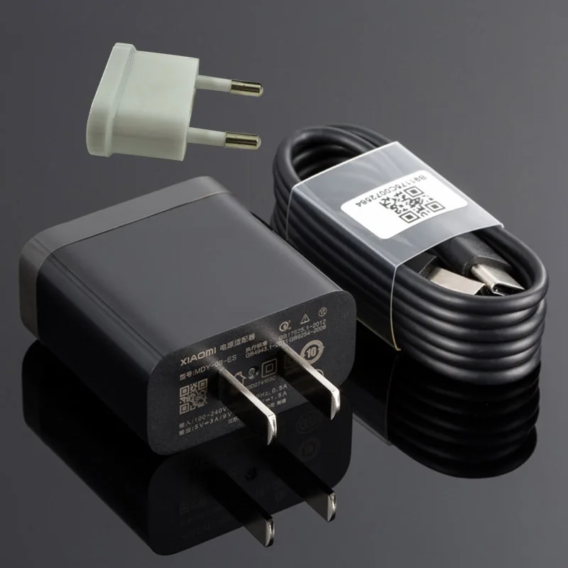 EU Charger and Cable Адаптер быстрой зарядки Xiao mi 12 В/1,5 А кабель быстрой зарядки type C для mi 9T pro 9 8 SE 6 A1 A2 F1 MAX Red mi Note 7 k20 Pro - Тип штекера: EU Charger and Cable
