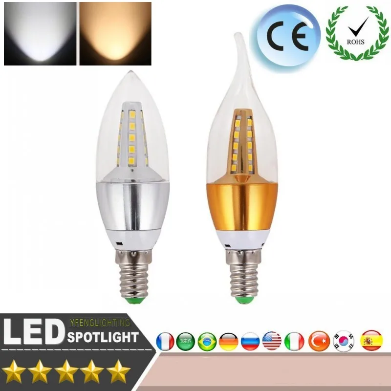 LED E14 12 Вт Свеча для лампады лампа Светодиодная свеча SMD2835 теплый белый холодный