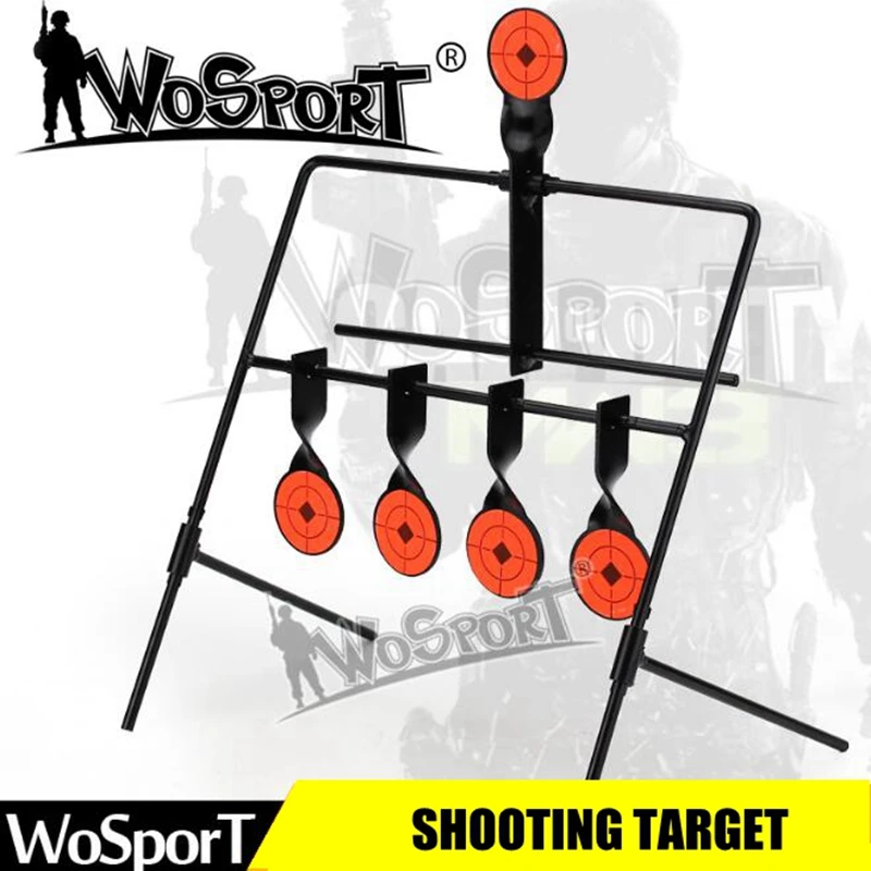WOSPORT-tirachinas táctico de Metal y acero, 5 Placas de reinicio, tiro con arco, pistola BB, Airsoft, Paintball, caza