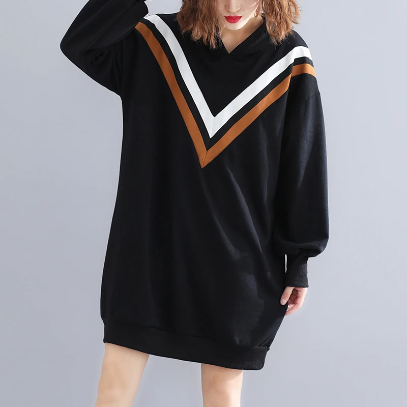 Повседневное женское платье-толстовка с капюшоном и длинным рукавом