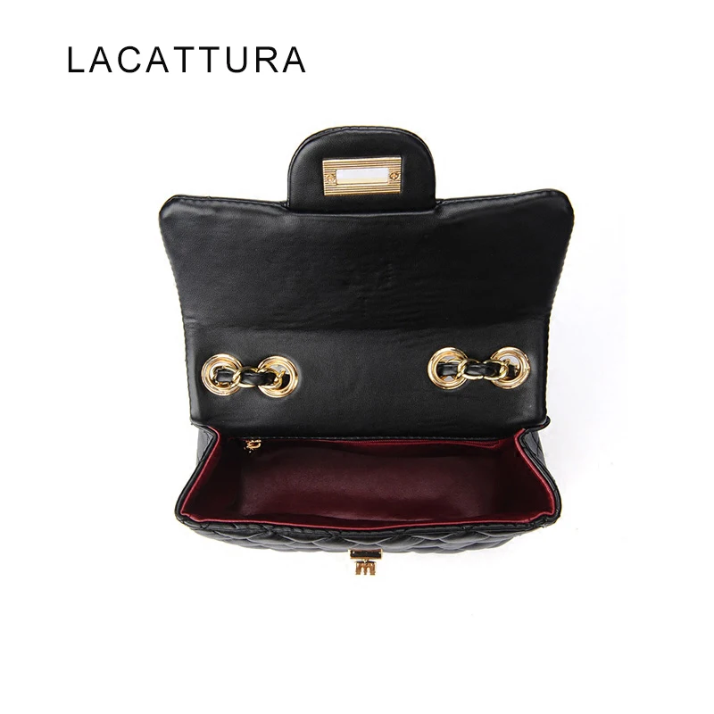 LACATTURA Classic Type Luxy Brand Design Women Shoulder Bag Top Quality PU Small Flap With Chain Fashional Lady Crossbody |