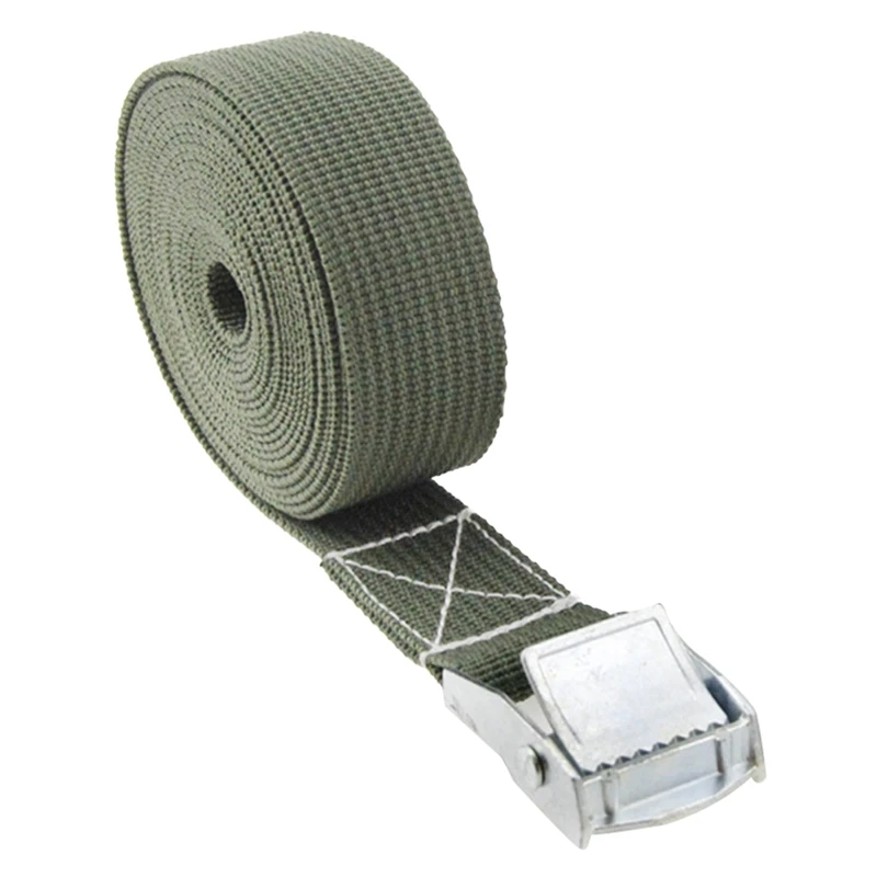 Army Green 1M 2M 3M 5M*25mm Car Tension Rope Tie Down Strap Strong Ratchet Belt Luggage Bag Cargo Lashing With Metal Buckle - Цвет: Army Green