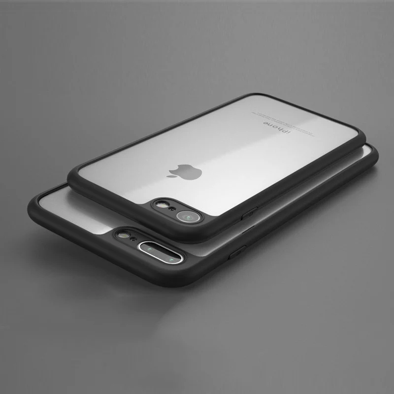 2017 New For iPhone X case transparent PC back+TPU frame soft cover for 8 8plus mobile phone coque accessories Capa |