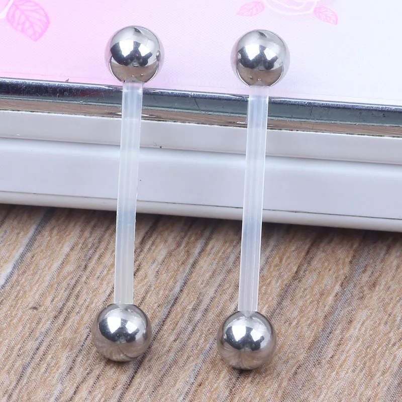 Стальной стержень УФ мячик ПТФЭ био гибкий 14 г пирсинг для пупка беременных
