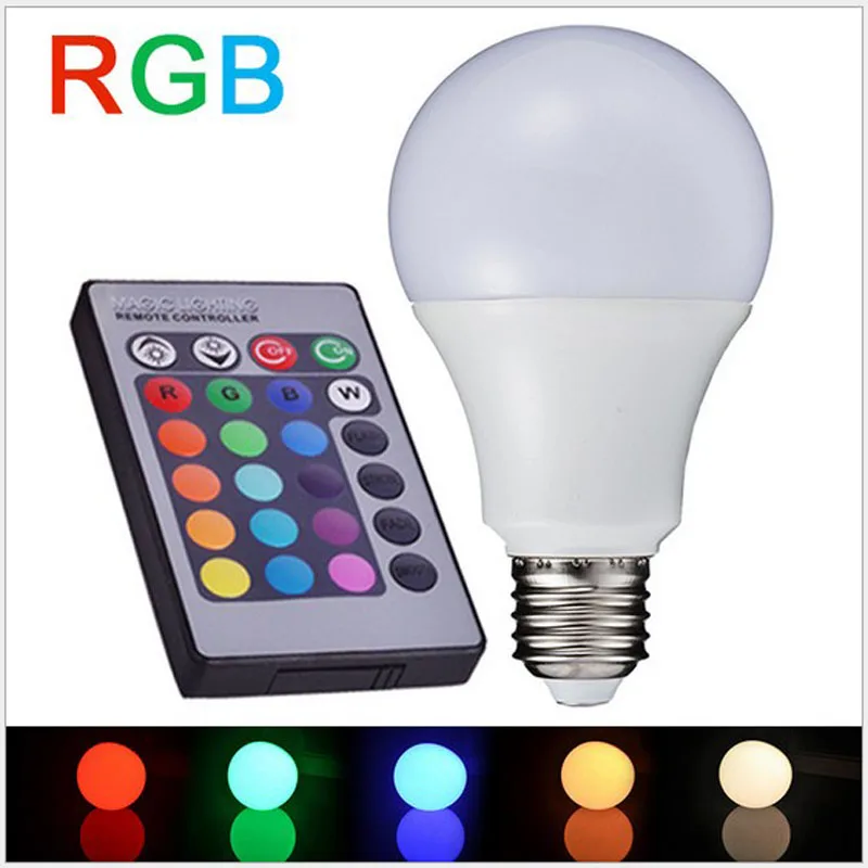 

3PCS RGB LED Bulb Lamp E27 AC85-265V Smart Bulb High Brightness Home Lighting 3W 5W 7W LED Spot Light With 24Keys Remote Control