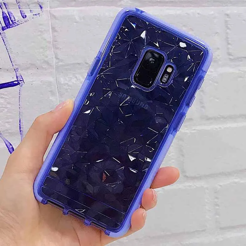 Прозрачный ТПУ кремния для samsung S8 S9 плюс геометрические алмаз Анти сбить чехол |