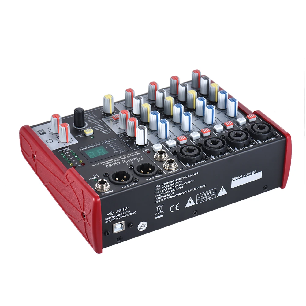Muslady SM 68 Портативный 6 канальный звуковая карта смешивания консольный микшер