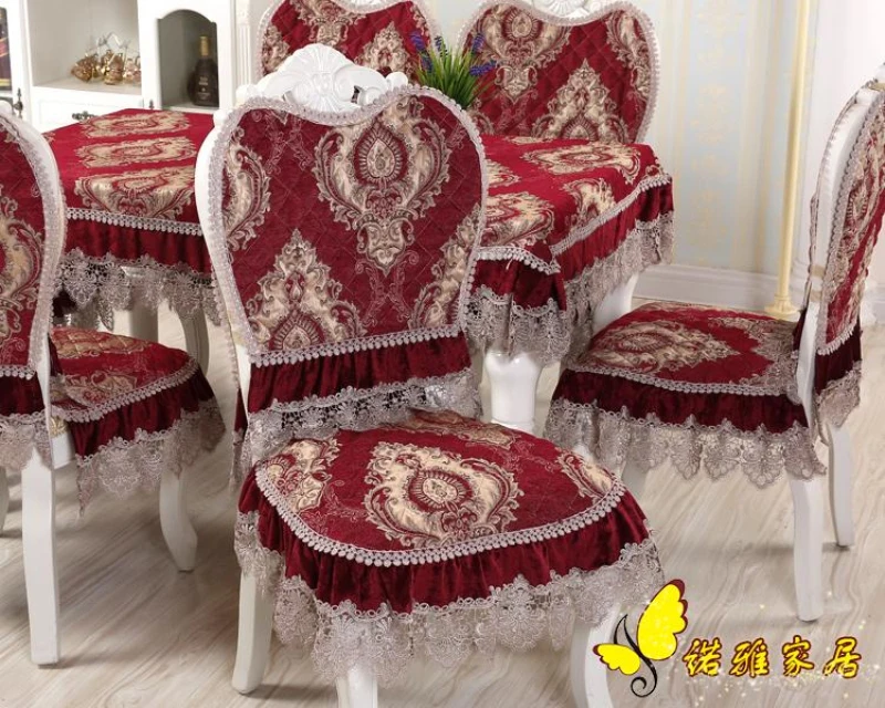 Роскошный красный квадратная скатерть для стола стула чехлы на стулья подушки
