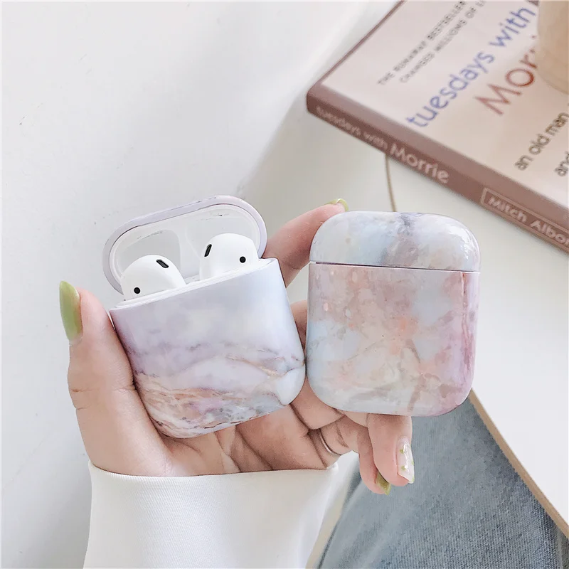 Роскошный Твердый чехол с мраморным узором, защитный чехол для Airpods, аксессуары, Жесткий Чехол для Apple Airpods, сумки для зарядки
