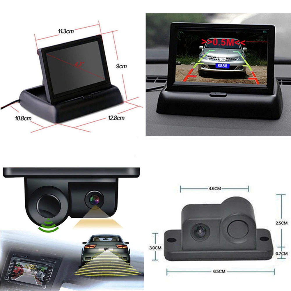 Автопомощь 4 3 &quottft LCD Складной автомобильный монитор заднего вида с резервным