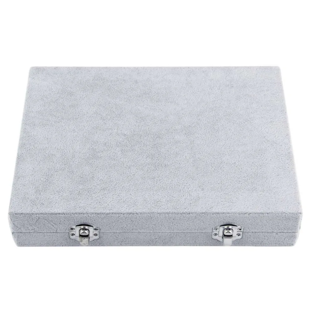 Портативный серый бархат стекло кольцо/Ожерелье Шкатулка 100 Дисплей Показать