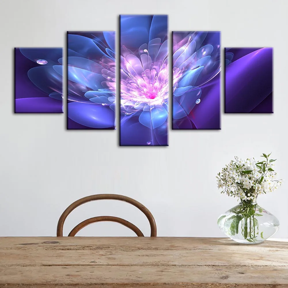 Canvas Print Picture Wall Artwork Paintings HD 5 Panel Flowers Purple Home Decoration Module Poster For Living Room Framework | Дом и сад