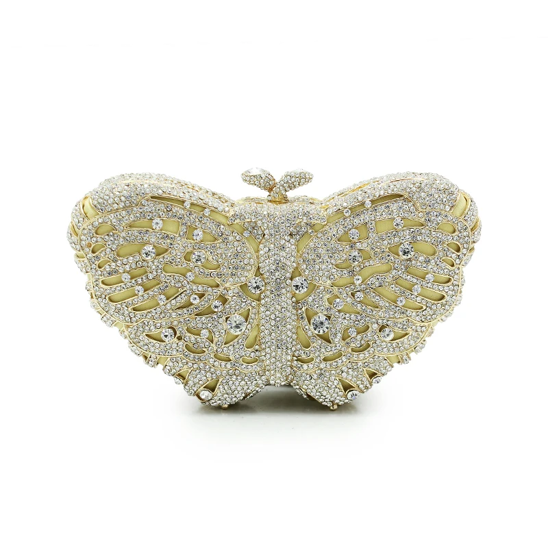 Сумка женская блестящая с кристаллами золотистого цвета для свадебной вечеринки