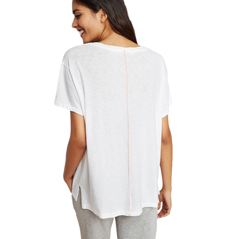 2017 Solid White Short T-shirt Women Brief Letter Embroidery Print Regular O-Neck Cotton Summer Split Sleeve Female | Женская одежда