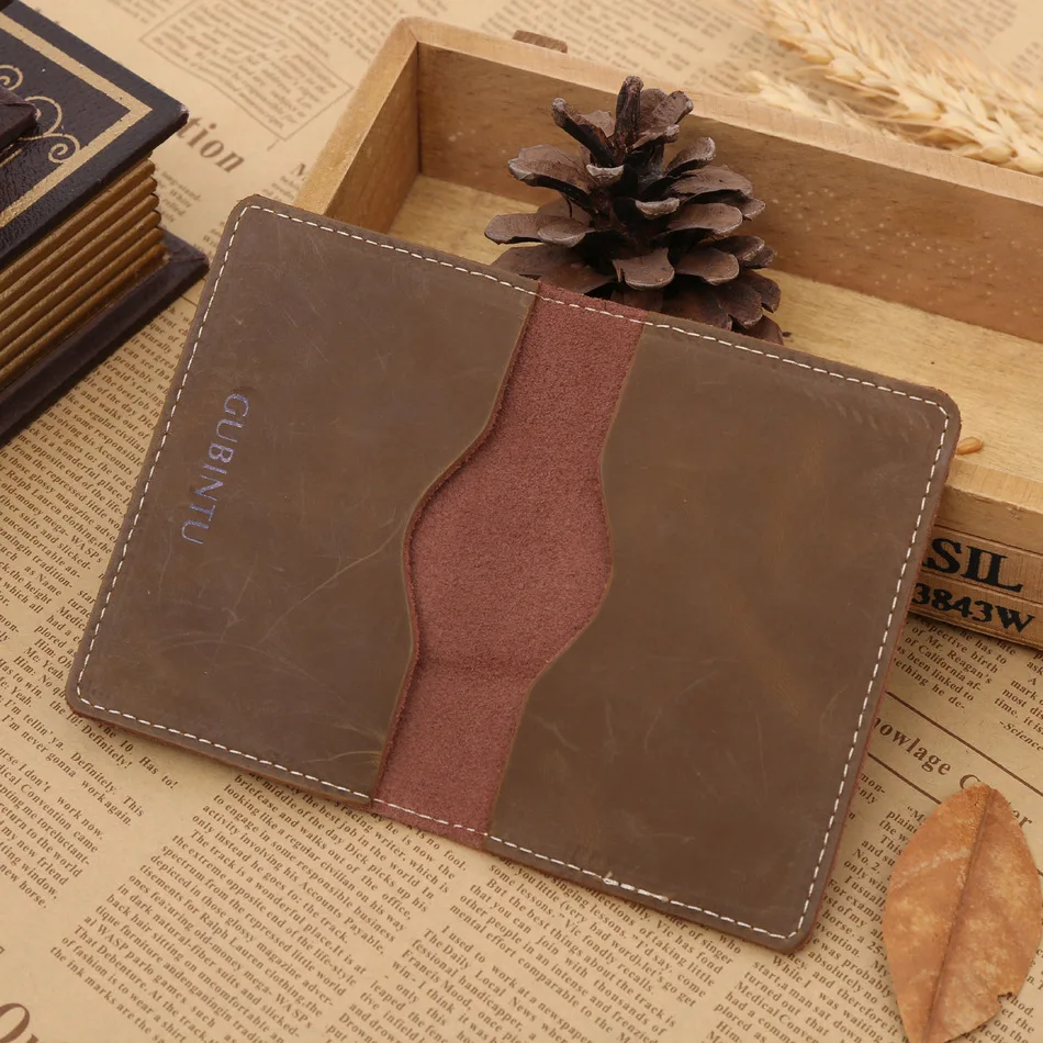 Классический вертикальный Новый чехол для визиток из натуральной кожи 2 складки