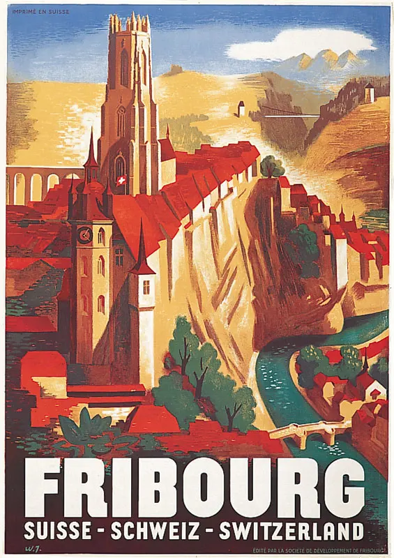 Германия Freibourg дорожные плакаты Альпы фрибургозы классические настенные