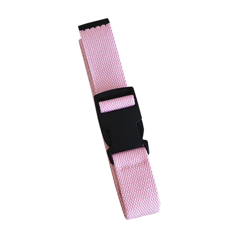 Розовый Adults Adjustable All-Match Belt Unisex Korean Style Canvas Belts Vintage Plastic Buckle Elastic Solid Color Long Waistband - Цвет: Розовый