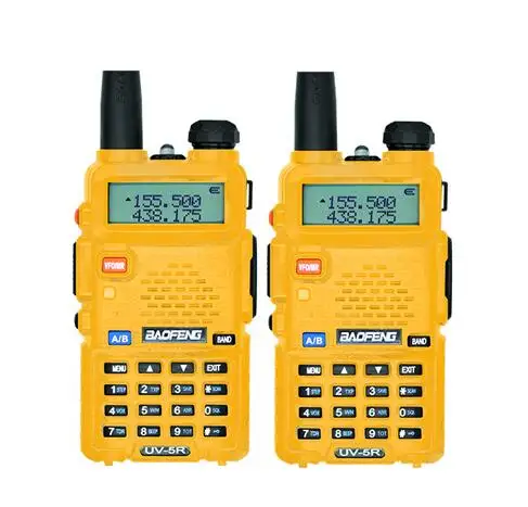 2 шт./лот Baofeng UV-5R Walkie Talkie радиолюбителей uhf& УКВ 136-174 мГц и 400-520 мГц 128 Dual Band двухстороннее радио 5 Вт КВ трансивер рация баофенг - Цвет: 2xUV5R Yellow