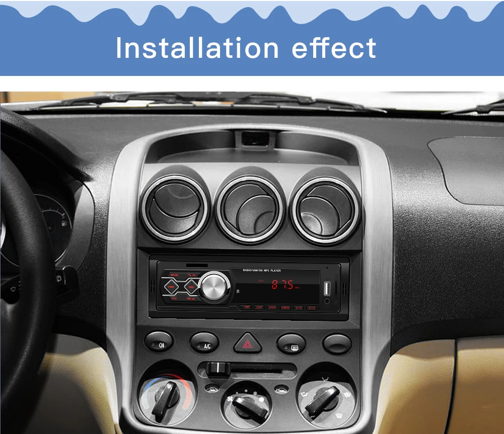 Автомобильный MP3 музыкальный плеер 12 в 1 Din In-Dash стерео fm-радио AUX TF карта USB U диск тип аудио выход мультимедийный сабвуфер