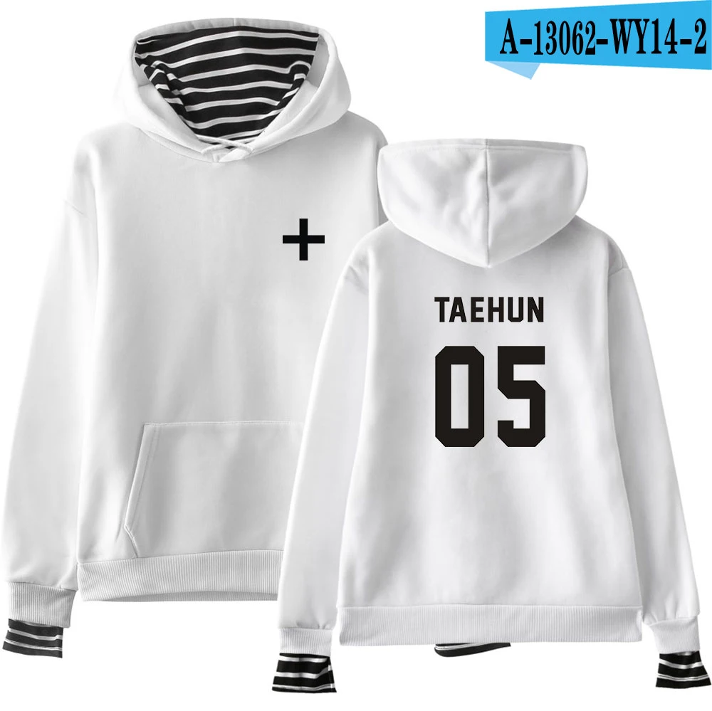 TXT together Fake Two Piece толстовки Осенние теплые толстовки с длинными рукавами толстовки женские/мужские 2XL - Цвет: white