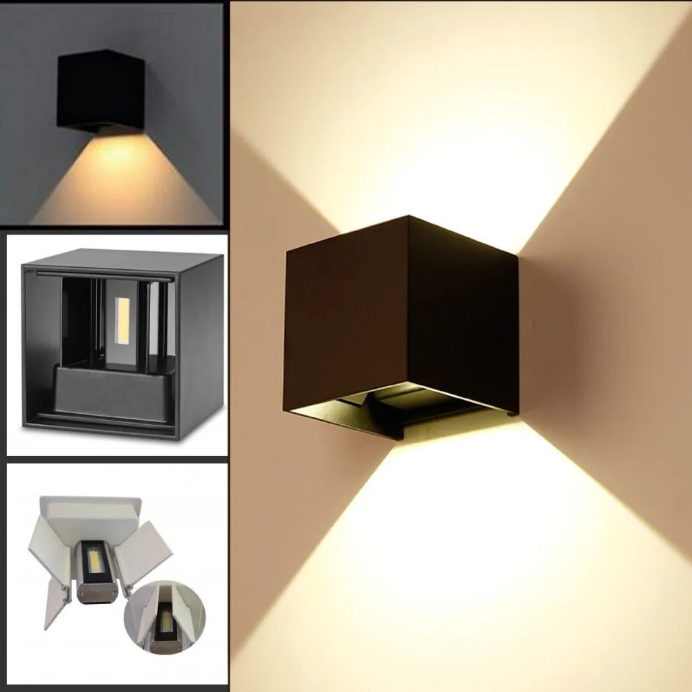 Black 7W 12W Dimmable LED Wall Sconce Lamp Light Warm/Neutral/Cool White Up Down Beam Angle Adjustable Waterproof Led wall | Лампы и