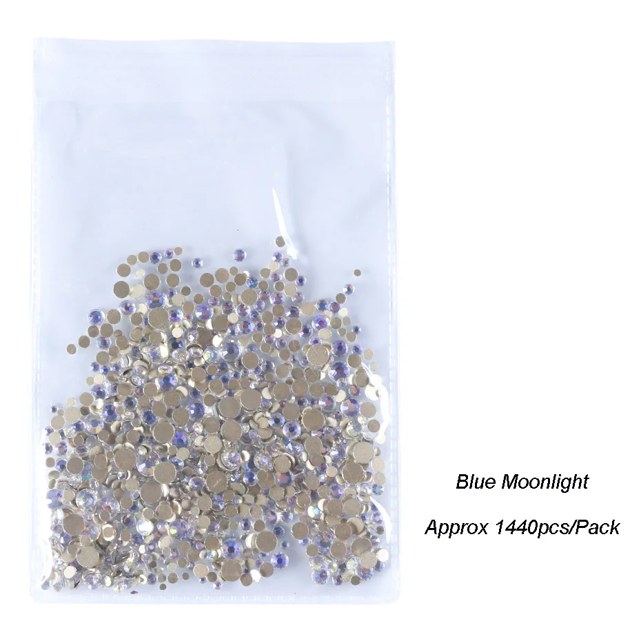Blue Moonlight 1440 шт Стразы для ногтей AB Цвет SS4-SS20 не горячей фиксации Стразы для ногтей для маникюра украшения ногтей аксессуары SA1015 - Цвет: Blue Moonlight