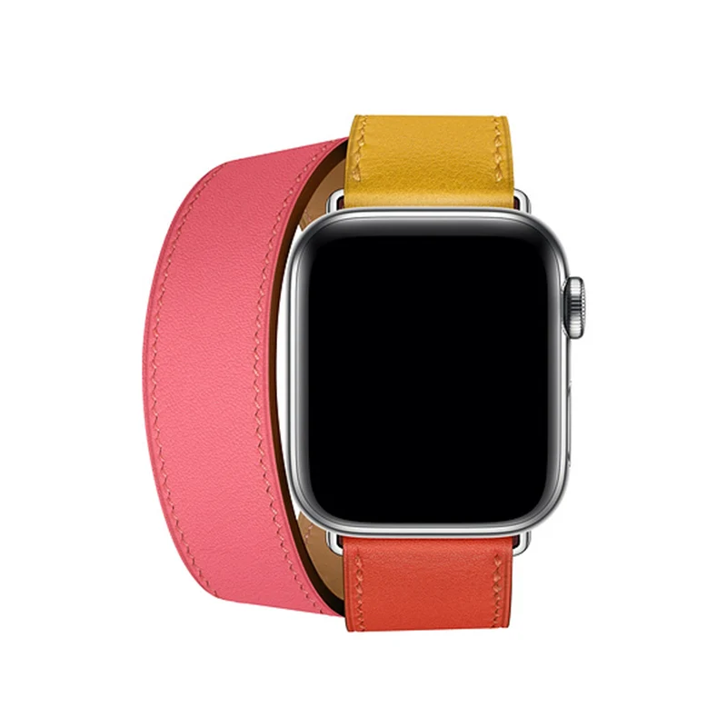 Двойной тур кожаный ремешок для Apple Watch 44 мм 40 сменный Браслет iWatch серии 4 3 2 1 42 38