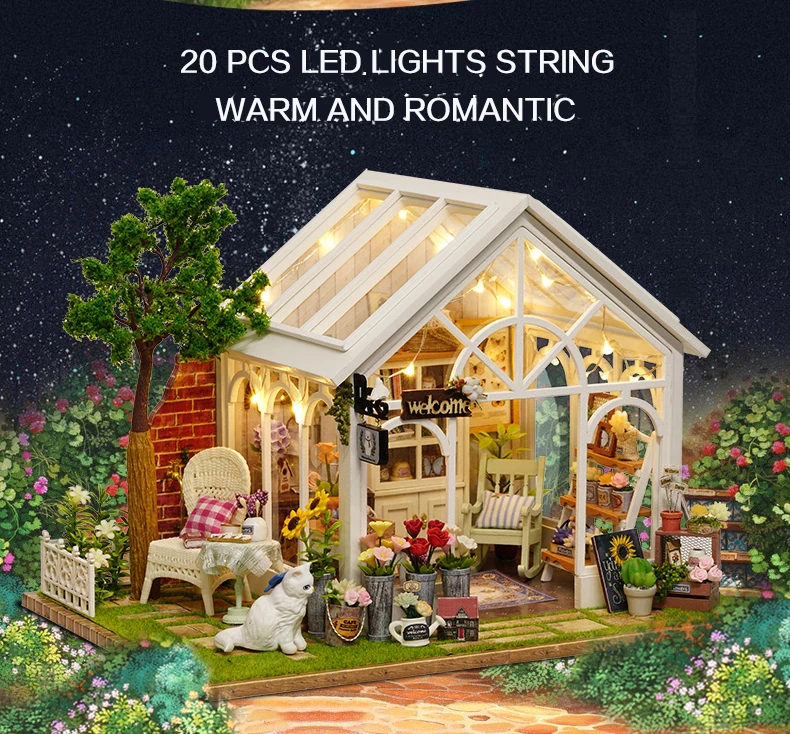 Cutebee DIY миниатюрный дом с мебели светодиодный чехол для пыли с музыкальным покрытием модель строительные блоки игрушки для детей Casa De Boneca A68