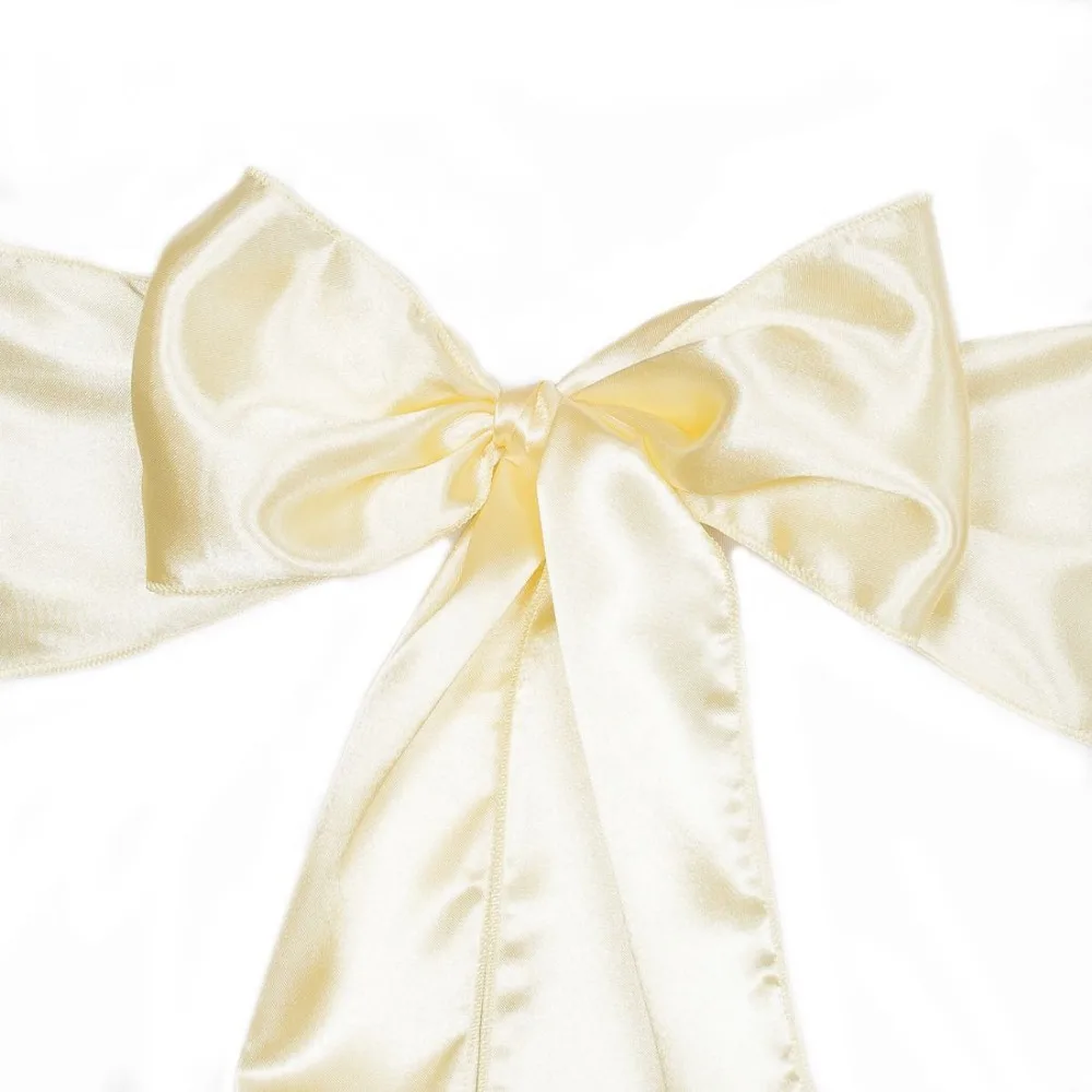 

50Pcs Satin Economy Satin Light Yellow/Butter Chair Sashes or Table Runner For Wedding Party Event Free Shipping
