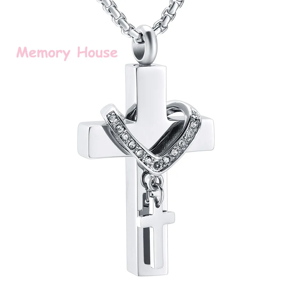 Ожерелье женское из нержавеющей стали с кремационным крестом, с гравировкой