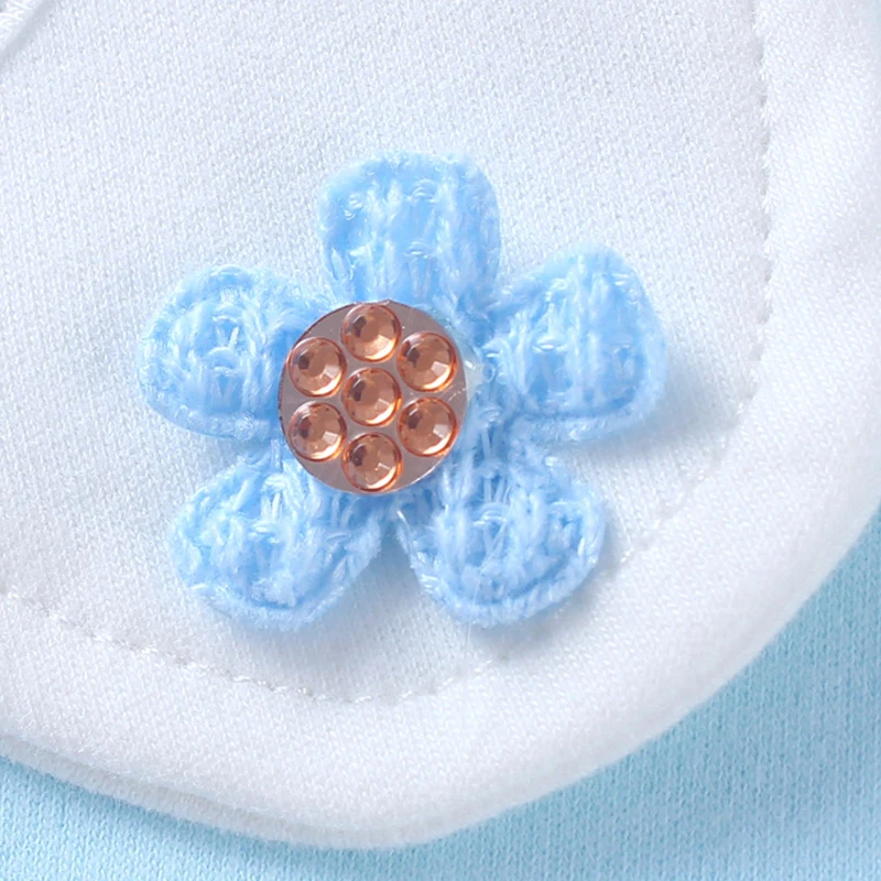 Детский хлопковый комбинезон с длинным рукавом и синими цветами костюм для